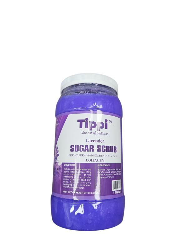 Tippi Lavender Scrub-Tippi Lavender Scrub: 1-gallon collagen sugar scrub. Exfoliate & hydrate for soft, radiant skin & a luxurious spa experience.
