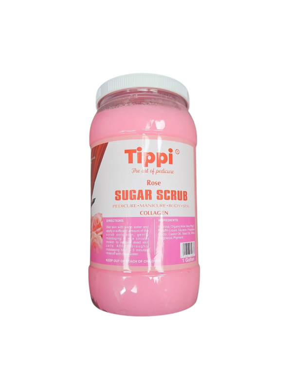 Tipping Rose Sugar Scrub-Indulge in Tipping Rose Sugar Scrub (1-gallon) for silky-smooth skin. Collagen-infused & rose-scented, ideal for luxurious manicures, pedicures & full-body exfoliation.
